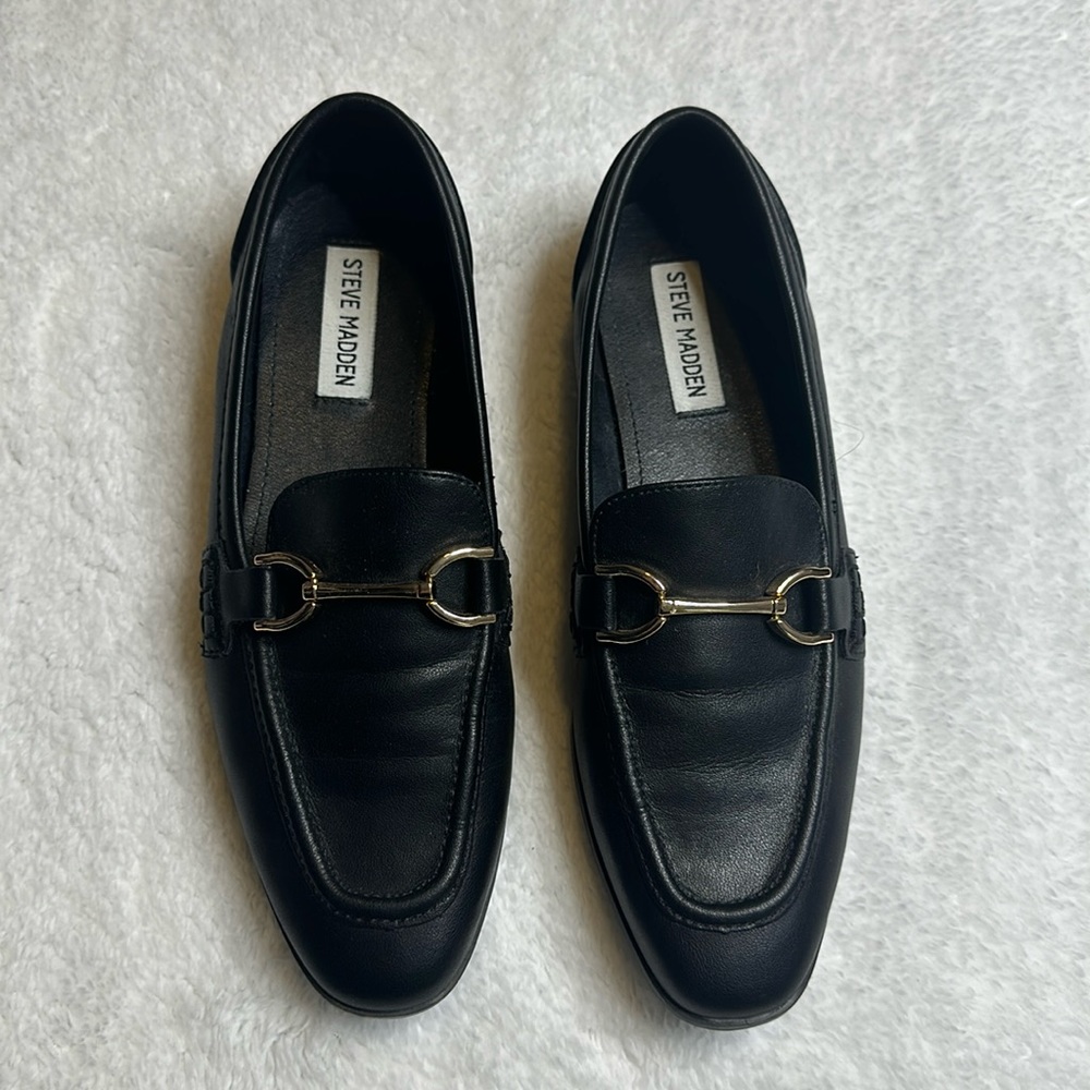 Steve Madden Womens Carrine Black Loafers Size 8.5